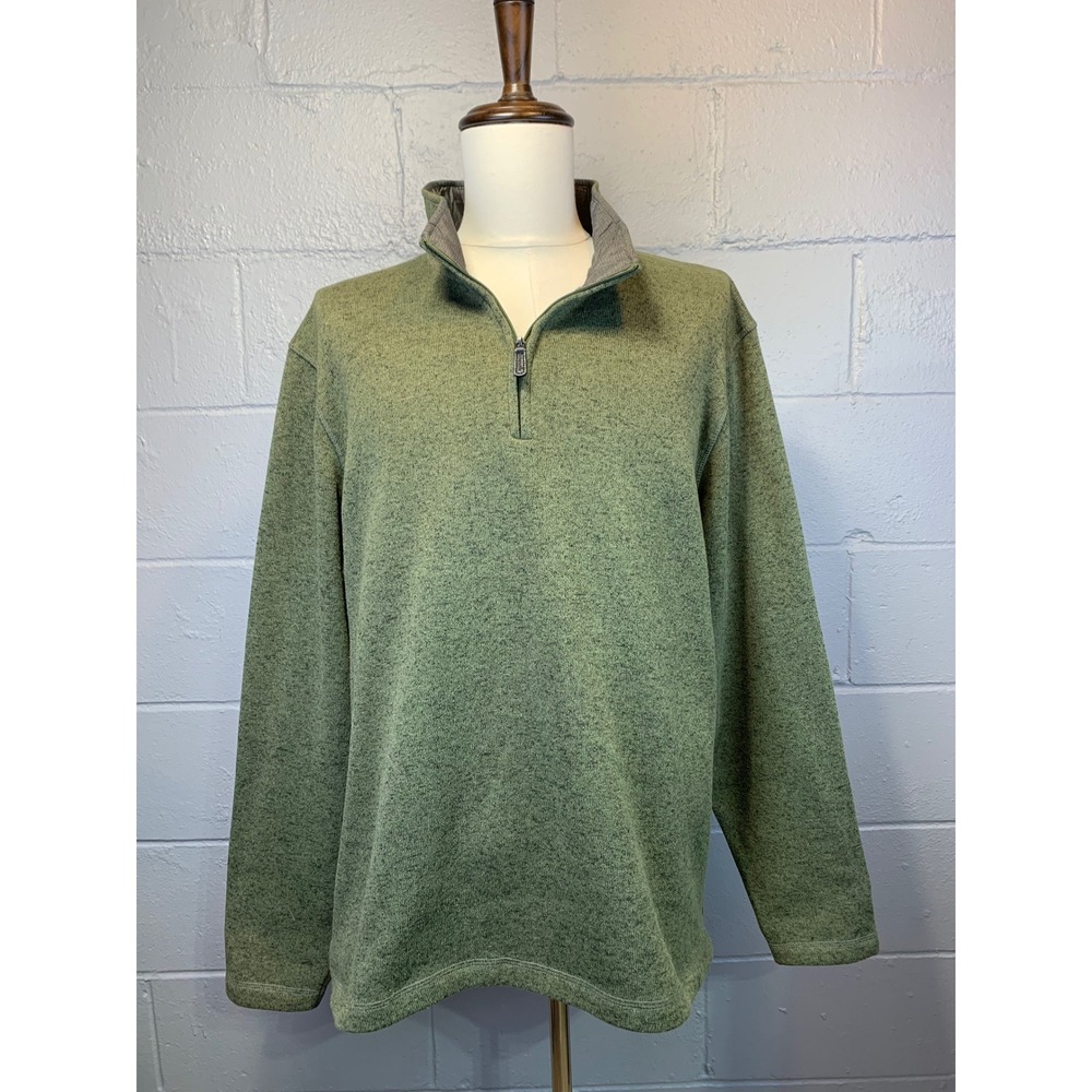 Wrangler Authentics Mens XL Quarter Zip Pullover Olive Green Fleece Sweater